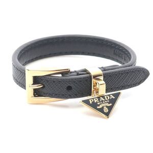 Prada Triangle Logo Saffiano Leather Bracelet